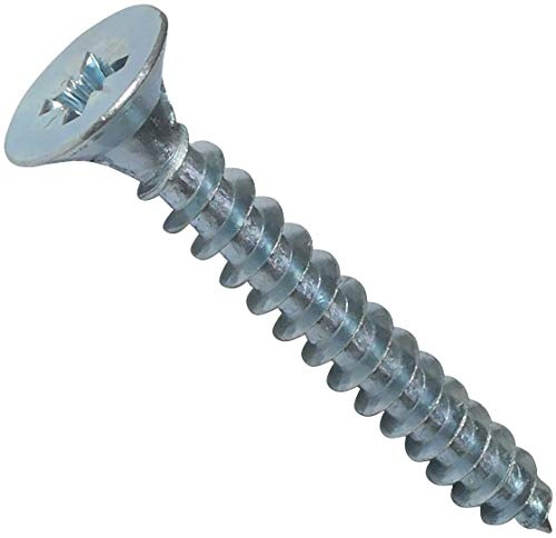AERZETIX – Set med 100 – träskruv – Ø5 x 40 mm – Galvaniserat stål – metall – räfflat huvud – Pozidriv Cruciform fotavtryck – silverfärg – C44830