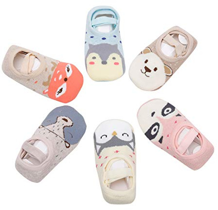 Estwell 6 Paia Calzini Antiscivolo Cotone per Bambino Ragazzi Ragazze Carina Animale Inverno Bambini Neonati Caldi Calze