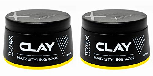 TOTEX Cire Coiffante Clay 150ml | Fixation Forte avec Texture | Look Naturel et Désordonné | Pâte Définissante pour Cheveux au Parfum de Noix de Coco | Finition Mate et Longue Durée | Lot de 2
