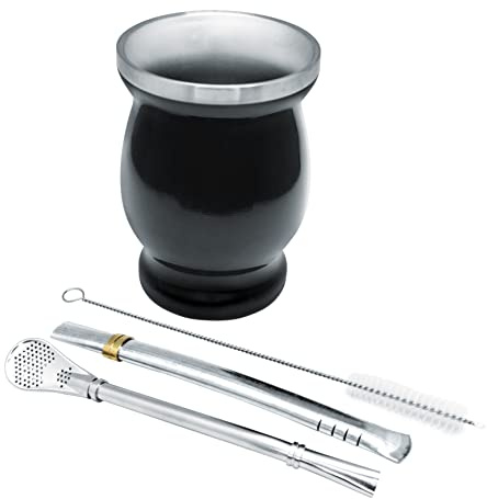 Nerthus FIH 851 kit mate con vaso doble pared y bombillas ideal para preparar y tomar mate