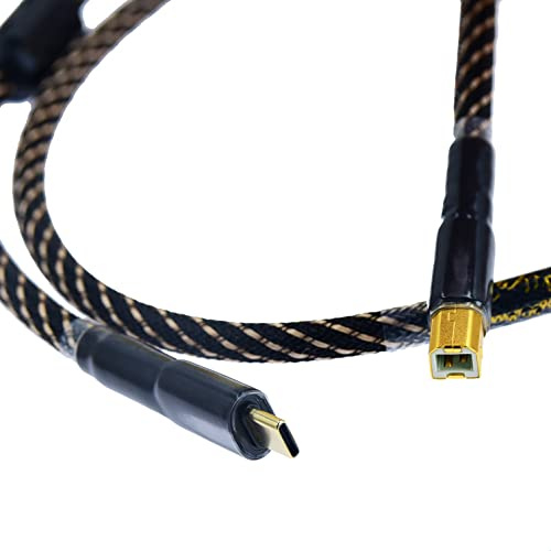 Arklove 1.5ft Type-C to Type-B Audio Data Cable, USB 2.0, Gold, Compatible with Android Phone, mac, iPad Pro, Xiaomi, Samsung, Air4, Amazon Fire Tablet
