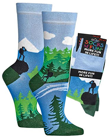 krautwear Herr och dam, 2 par färgglada mönstrade strumpor, 30, födelsedag, pappa, mamma, presentidéer, Topptorn, 42-47 EU