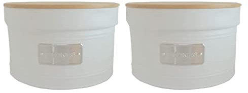 Moda paneras Soporte para pan, Cubo de pan redondo para encimera, Panera de metal con tapa, Panera de almacenamiento de pan retro de gran capacidad hermoso Generoso