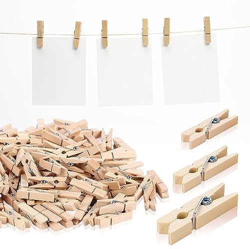 Holzklammern Mini Wäscheklammern 150 Stück Deko Klammern Holzwäscheklammern Klein für Fotos Bilder Collagen Postkarten Geschenke（DREI Größen）