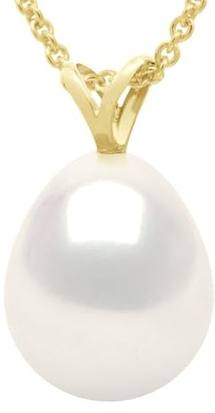 Pearls & Colors - Collier Perle de Culture d'Eau Douce Poire - Qualité AAA+ - Or 750 Millièmes (18 cts) - Chaîne Offerte - Bijou Femme
