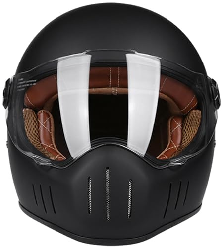 Integraler Motorradhelm Integrierter Motorradhelm Personalisierter Retro-Integralhelm Offroad-Helm Für Erwachsene Schutzhelm Für Herren Damen ECE-Zulassung Rennen Moped 7,XL(59-60CM)