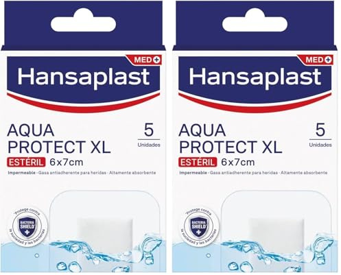 Hansaplast Aqua Protect XL Apósitos impermeables para heridas más grandes, apósitos adhesivos estériles, apósitos transparentes para natación y ducha, 1 x 5 unidades (Paquete de 2)
