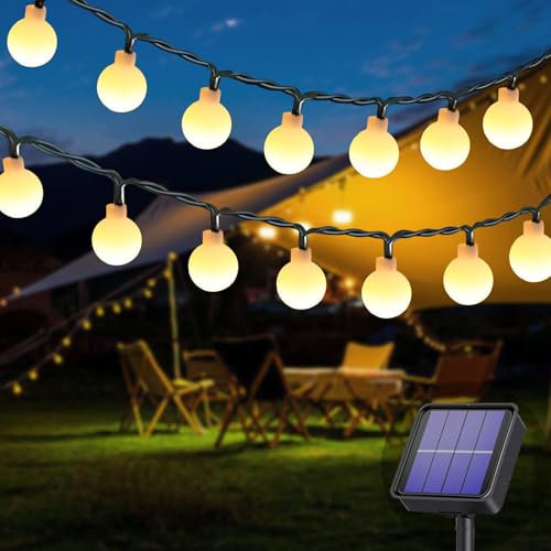 Cnulenzt 60LED Catena luminosa solare, 8M/8 Modalità, Luci Solari Esterno Giardino Impermeabili per Giardino, Balcone, Natale, Feste Decorazioni (Bianco Caldo)