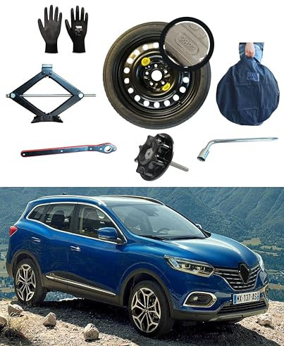 Kit de roue d'escorte 17 compatible avec Renault Kadjar avec Cric, Clé, Vis, Gants et Sac 125/80R17