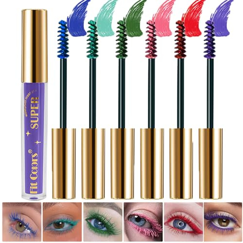 6PCS Mascara Colorato per Ciglia, Curling Impermeabile Anti-sbavature a Lunga Durata, Allungamento Affascinante Trucco per Occhi Voluminoso Crudeltà