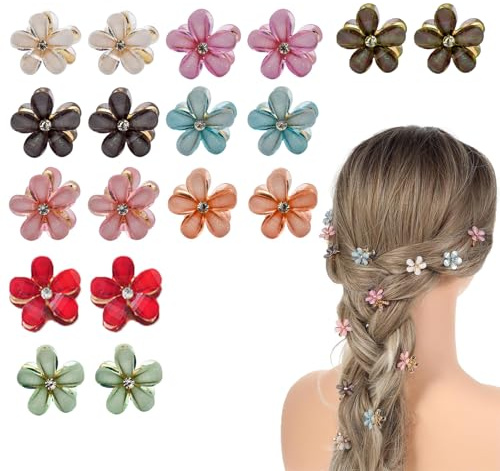FISH DRAGATE pack of 18 flower hair clips,haarklammer blume klein,9 farben blumen haarklammer,blumen accessoires,blumenhaarklammer, mini diamond hair clips für mädchen, damen, hochzeit, party