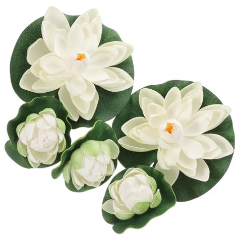 Alipis 5stücke Künstliche Schwimmende Lotusblumen Weiß Teiliges Aus Flexiblen Kunstpflanzen Für Teich Und Pooldekoration Realistische Seerosen Mit Lebendigem Design Für Garten Und