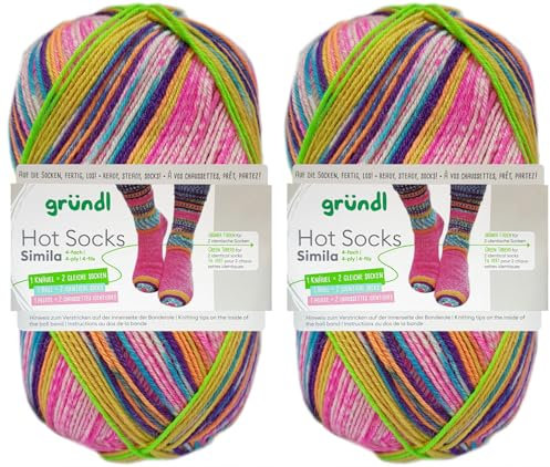 2x100 Gramm Gründl Simila Sockenwolle aus 75% Schurwolle, 25% Polyamid (2 Knäule 306)
