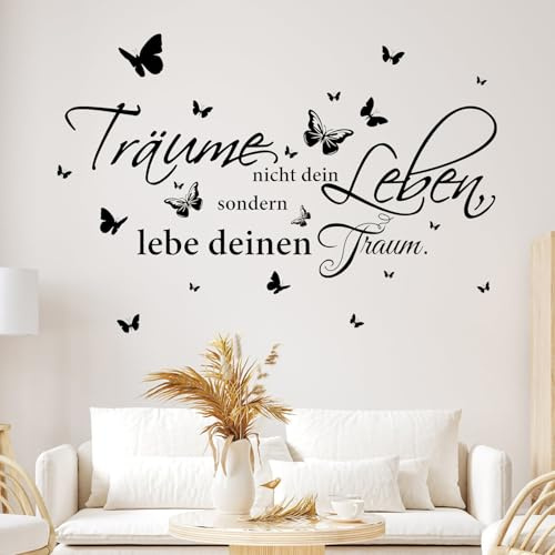 HENGBIRD Wandtattoo Sprüche Wandsticker Wandaufkleber Spiegel Aufkleber Spruch Sprüche und Zitate Schmetterlinge Wanddeko Aufkleber für Schlafzimmer Wohnzimmer Flur und Diele Schwarz | Spruch Sprüche und Zitate, Schmetterlinge, Wanddeko Aufkleber, für Schlafzimmer, Wohnzimmer, Flur, Diele, Schwarz