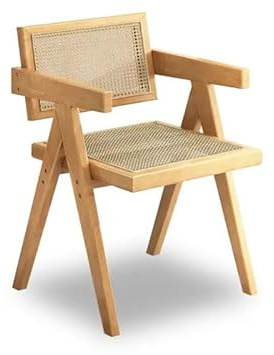 SHANGAN Chaise en Rotin en Bois Massif de Bureau et Restaurant, Peut Porter Environ 200kg (Couleur du Bois Brut)