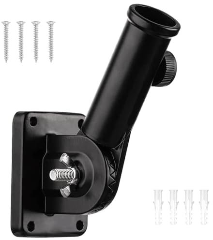 Flag Pole Holder Adjustable, Black Multi-Position Flag Pole Mounting Bracket, with Expansion Tube, Screw, Adjustable 180 Degree Aluminum Alloy Flagpole Mount, Suitable for Flag Installation