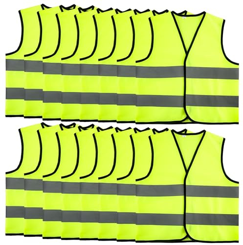 18 Pack Kids Hi Vis Vest Child High Visibility Reflective Vest Bulk Children Hi Vis Safety Vests with Reflective Strips for Girls Boys Outdoor Activities (XL, 13-15 Years(140-160 cm))