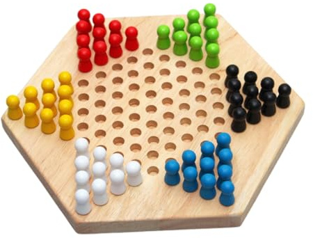Dames Hexagonales en Bois 1 Pièce, Jeu de Dames Éducatif Familial