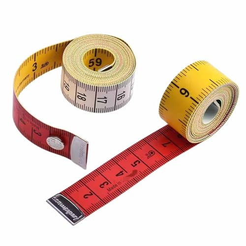 2 Pack 150cm/60in Soft Flexible Tape Measure, Dual Sided Body MeasuringTape, Measurement Body Measure Tape with Button, Metric Waist and Body Measurements, for Tailors Dressmakers and Sewing