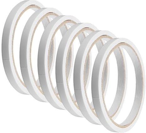 MDLSDE 6 Rouleaux Extra Fort Double Face Pour Le Bricolage, 8mm X 10 Mètres Transparent La Couture L'artisanat Scrapbooking Papier Peint Fabrication Cartes Bureau Classe Artisanale Blanc