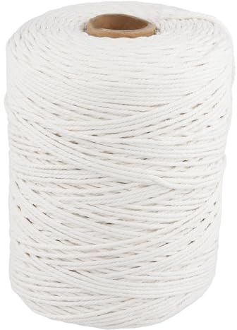 JIAYUET Macrame Cotton Cord, 3mm x 500m Macrame Rope 4 Strand Twisted for Crafts Decorative,White