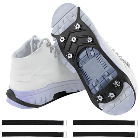 2 Paar ​​Steigeisen​​, ​​Spikes für Schuhe Winter​​, Schuhspikes mit 8-Zacken, Anti-Rutsch EIS Schnee Grödel Crampons für Wandern, Schnee, Winter Outdoor, Trekking Eisfischen (Größe M 35-39)
