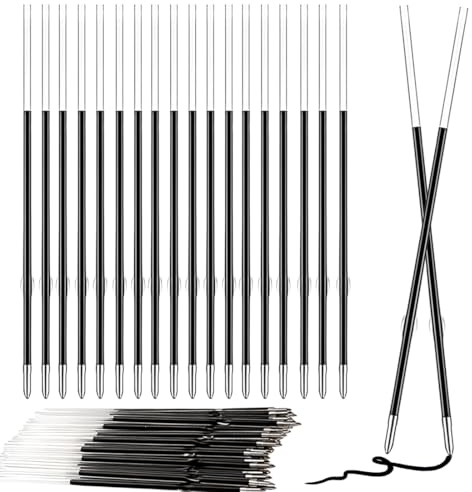 JUGUTA Lot De 60 Recharges Pour Stylo À Bille - Noir - Recharges De 1 Mm D'Épaisseur De Trait - Noir - Longueur De 107 Mm - En Plastique