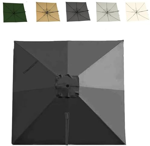 ZYXQQJ 3x4m Rettangolo Ombrello Baldacchino Telo di Ricambio 8 Stecche Copertura Superiore di Ricambio per Ombrellone A Sbalzo(Grey,3x3m/9.8x9.8ft)