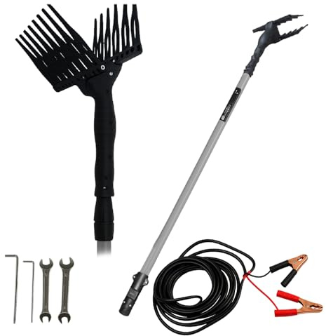 Crisalide® Abbacchiatore Elettrico Olive 140W con Asta Telescopica in Alluminio 210-295 cm, Cavo 15 m, Motore 12V, Raccolta 80 kg/h, Raccogli Olive Professionale, Pettini in Teconopolimero