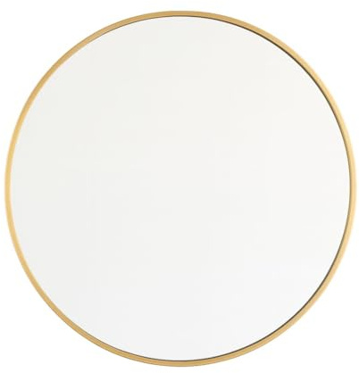 Espejo Redondo Decorativo 50cm con Marco Dorado Metálico Elegante para Pared, Estilo Moderno Minimalista