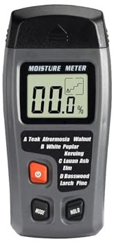 Misuratore di umidità digitale, Misuratore di umidità del legno a due pin, rilevatore preciso, display LCD, igrometro for l'umidità 0-99,9%(Grey)