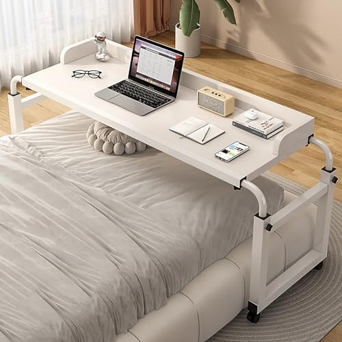 Table de lit réglable en hauteur avec roulettes, plateau roulant mobile pour une utilisation facile, parfaite pour manger, lire et travailler au lit