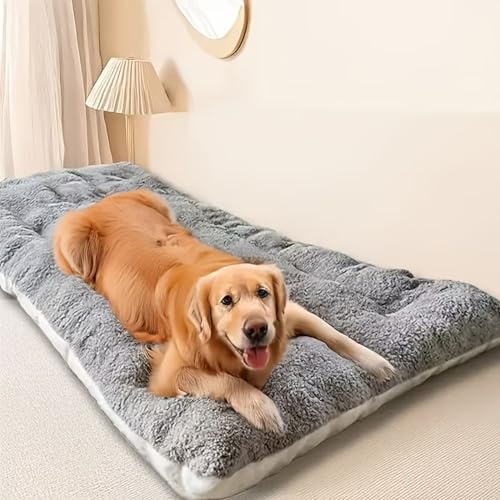 Swsen Hundebett für Hundebox – Waschbares Beruhigendes Hundekissen mit Rutschfester Unterseite, Weiche Komfortable Hundematratze für Große Hunde, Grau, 60×40×5 cm