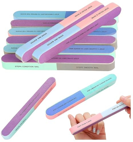 Lime per Unghie Professionali,10 Pcs 4 Facce Multifunzionale Buffer Lima per Unghie Riutilizzabile Doppia Faccia Lavabile Smeriglio Manicure Utensili Lucidatura e Buffer Uso Domestico e Salone