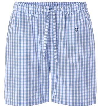 El Búho Nocturno Pantalón Pijama Corto Hombre Algodón Tela Popelín Cuadros Parte Abajo Pijama - 100% Algodón, Azul 8548, M