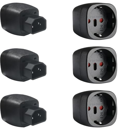 MejaRizon EU auf C14 Stecker, 6 Stück Kaltgerätestecker, C14 auf CEE7, 250V/10A CEE Schuko Adapter, IEC Stecker Geeignet für Rechenzentren, PDU-Einheiten, Kleine Server, Netzwerkgeräte und USV