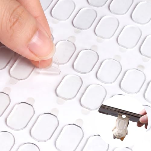 OWill 400x Klebepunkte Doppelseitig Transparent Stark für Poster & DIY | Transparente Klebepunkte mit praktischer Lasche,8 x 13 mm,Ideal für Glas,Holz und Fliesen,Rückstandslos entfernbar