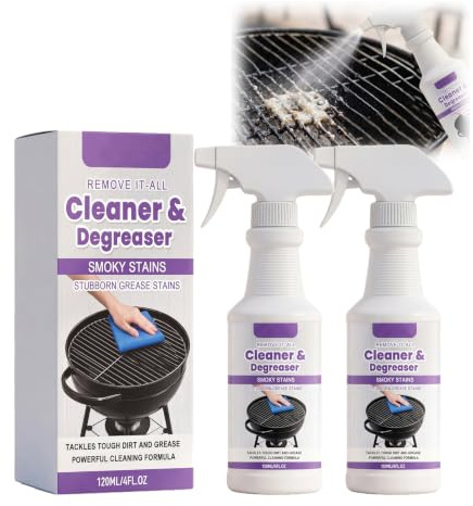 Fast Acting Heavy Duty Grill Degreaser Spray, Griddle BBQ Grill Cleaner for Smoky Stains Burnt Food, Carbon Grease, Multi Functional Grease Remover for Outdoor, Home Cooks Cooktop Cleaner (2p)
