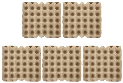 WRITWAA Cartone Vuoto delle Uova in Polpa di Carta Beige 5 Pezzi Vassoio Portauova Impilabile Organizer Frigorifero per 30 Uova