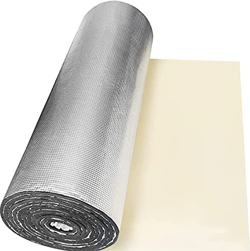 Isolierfolie,Aluminium Dampfsperrfolie,Reflektionsfolie Heizkörper,Selbstklebend Schalldämmmatte,1x10m/Für Türen Dächer Fußböden (5MM,1 * 10m/3.28 * 32.8ft)