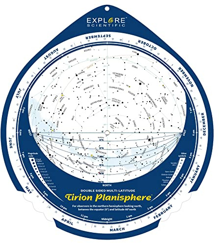 Double-Sided Multi-Latitude Planisphere Star Map Night Sky Guide for Astronomy
