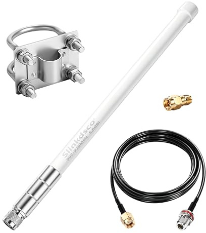 Waterproof 5.8dBi Meshtastic Lora 915MHz Fiberglass Antenna with 20Ft Extension Cable for Heltec V3 V4 Meshtastic LORA32 RAK Module Board & Sensecap Solar Node, Slinkdsco
