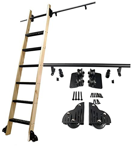 Glidande stege Bibliotek Rullstege Hårdvara Track Kit, Bibliotek mobil stege Track för hemmakontor, med golvrullhjul Rund spår/skena (ingen stege) (Storlek: 3,3 fot/100 cm spårsats)