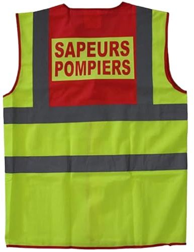 Line Shop Gilet de sécurité Jaune et Rouge marquage dos Sapeurs Pompiers (XL)