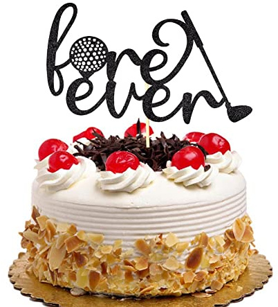 Forever Golf Cake Topper for Wedding, glitter Sports Golfer Cake Party Decorations, Black