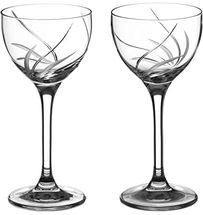 DIAMANTE Mini Cocktail Coupes Kristallgläser 150 ml | Aperitif Digestif Gläser | Nick & Nora Gläser - 'Meadow' Collection handgeschnitten - 2 Stück