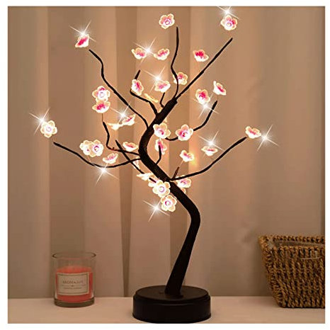 Desk Lamp Lampe de bonsaï de Cerisier avec 36 LED USB ou alimenté par Batterie IP66 LED étanche Arbre de Fleurs de Cerisier Belle lumière décorative pour Arbre de Fleurs de Cerisier Éclairage