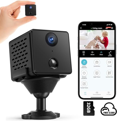 Braload Mini Spy Hidden Camera | Free Cloud&SD Card Storage Smallest 4K HD Wifi Indoor for Home Security Day and Night Video, Motion Detection 3000mAH Battery Come with 32GB Memory Card, CB71