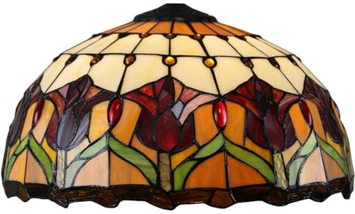 Fiunkes Abat-Jour Tulipe de Remplacement de 16 Pouces, Abat-Jour en Verre teinté Rouge Violet de Style Tiffany pour Lampes de Table, lampadaire, Lampe d'accentuation, Lampe d'îlot,Rouge