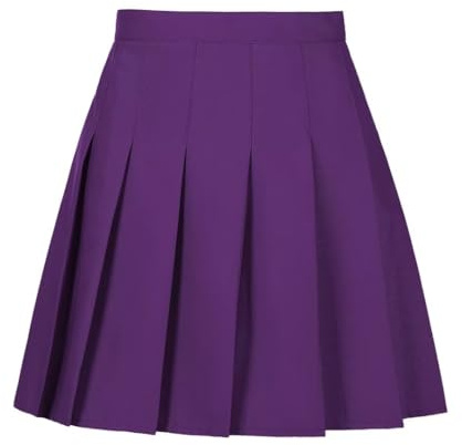 Tivifox Jupes de Tennis plissées Taille Haute pour Femmes et Filles – Jupe trapèze pour Uniforme Scolaire, athlétique – Jupe-Short de Golf avec Short – Taille 2T à 4XL, Violet, 8 Ans